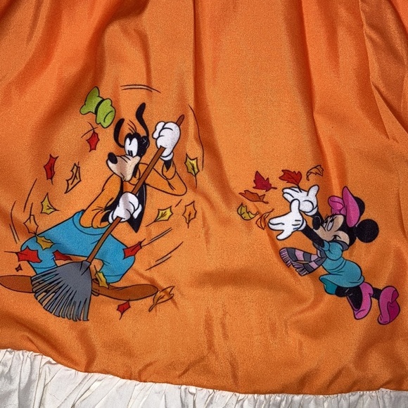 Disney fall themed orange o green sleeve dress Mickey goofy Minnie - Picture 5 of 10